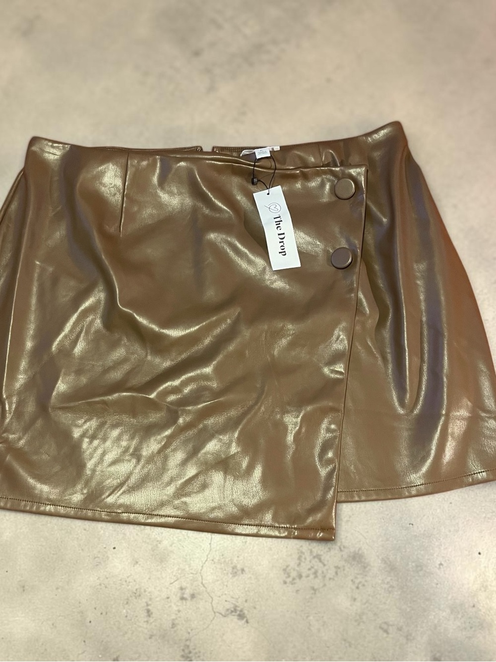 The Drop Faux Leather Mini Skirt in Brown